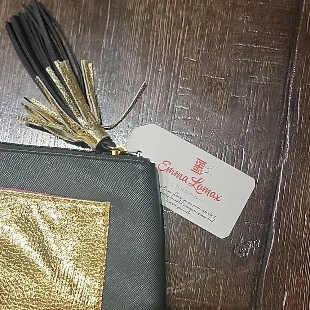 Emma Lomax Black and Gold Tassel Makeup Clutch Bag